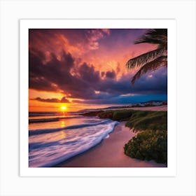 Sunset On The Beach 411 Art Print