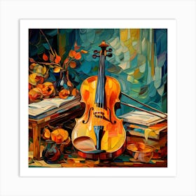 Violin And Music Art Print