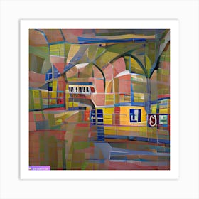 Train station with the cubist movement. Art Print