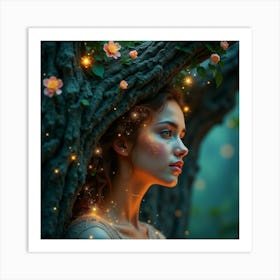 Fairy Girl In The Forest Art Print