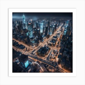 New York City At Night Art Print