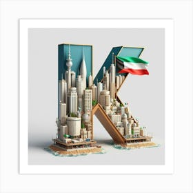 Kuwait City in Letter K  Art Print