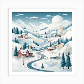 Winter Village 3 Art Print