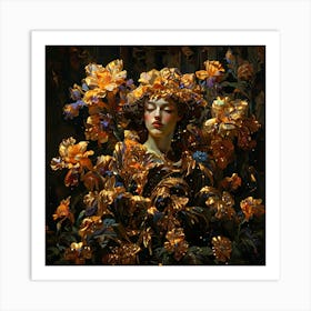 Woman With Flowers Art Print