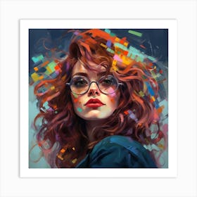 Girl With Glasses Art Print