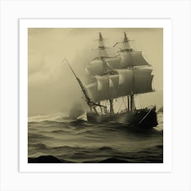 Ship In Rough Seas 1 Art Print