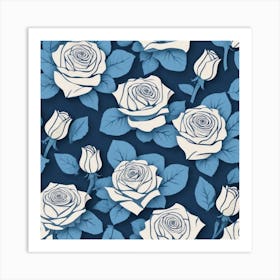 Paper Roses Seamless Pattern 1 Art Print