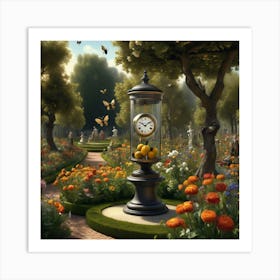 Clock In The Garden 3 Art Print