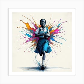 African Girl Running Art Print