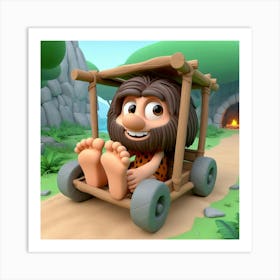 Caveman In A Car 3 Art Print