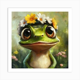 Frog In Flower Crown Poster