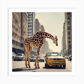 Giraffe In The City Art Print