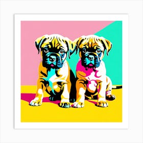 'Bullmastiff Pups' , This Contemporary art brings POP Art and Flat Vector Art Together, Colorful, Home Decor, Kids Room Decor,  Animal Art, Puppy Bank - 4th Art Print