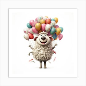 Sheep With Balloons 2 Art Print