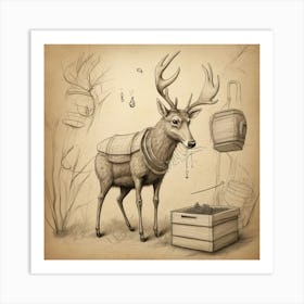 Deer In The Woods 47 Art Print