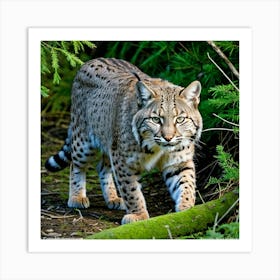 Bobcat Feline Wildcat Predator Carnivore Mammal Fur Spotted Agile Solitary Stealthy Prowl (1) Art Print