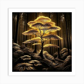 Golden Tree In The Forest 7 Art Print