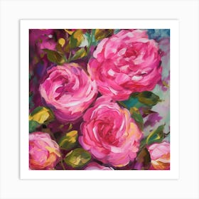 Pinke Wild Rosen Malerei Art Print