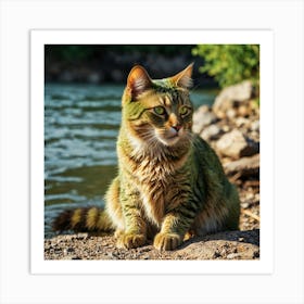 Cat By The River 1 Art Print