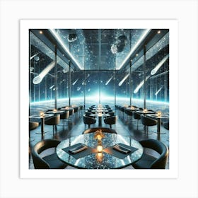 A Futuristic Dining Area At The Cryo Forge Bistro Art Print