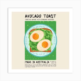 Avocado Toast Green Square Art Print