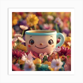 Smiling Coffee Cup Garden Art Print