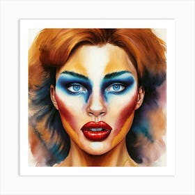 Woman With Colorful Makeup Art Print