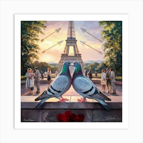 Paris Pigeons 1 Art Print