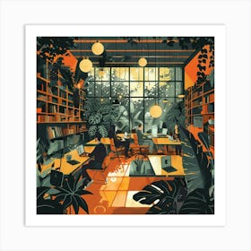 Illustration Of A Library Art Print