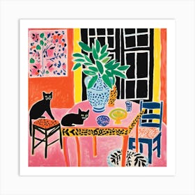 Cat At The Table 6 Art Print