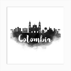 Watercolor Colombia Skyline Art Print