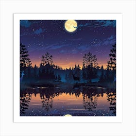 Leonardo Anime Xl A Serene And Mystical Night Landscape Featur 0 (1) Art Print