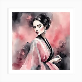 Woman In Kimono Art Print