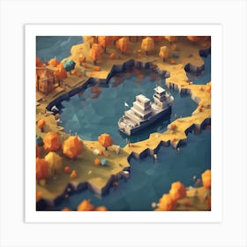 Boat In A Lake Art Print