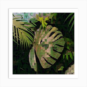 Green Mosaic Plant Art Print