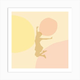 Girl Jumping on pastel background Art Print