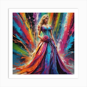 Bride In A Rainbow Dress Art Print