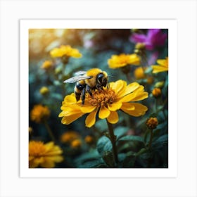 Bee On A Flower Art Print