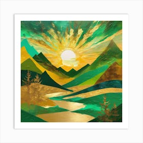 Abstact Mountain Sun Art Print (7) Art Print