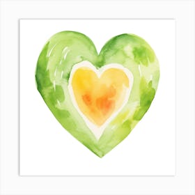 Watercolor Melon Heart Art Print