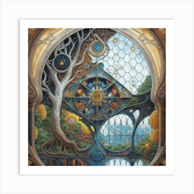 A wonderful artistic painting on stained glass 5 Art Print