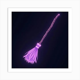 Witch S Broomstick, Glowing With Ethereal, Purple Energy Art Print