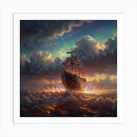 Pirate Ship In The Ocean 2 Art Print