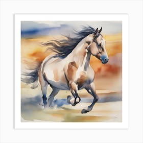 Watercolor Horse Painting Art Print