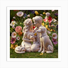 Couple With Dog Art Print