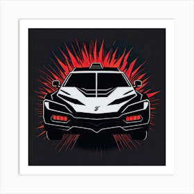 Car Red Artwork Of Graphic Design Flat (63) Art Print