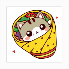 Kawaii Cat Burrito 1 Art Print