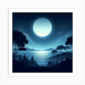 Moonlight Landscape Art Print