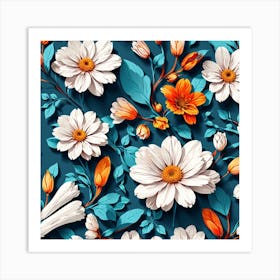 Seamless Pattern With Flowers 1 Art Print