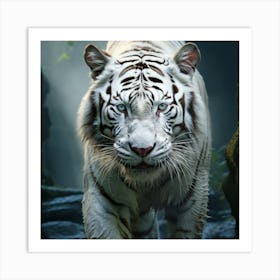 Majestic White Tiger in the Wild Art Print